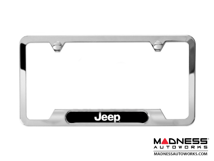 Jeep Compass License Plate Frame - Polished w/ Jeep Logo